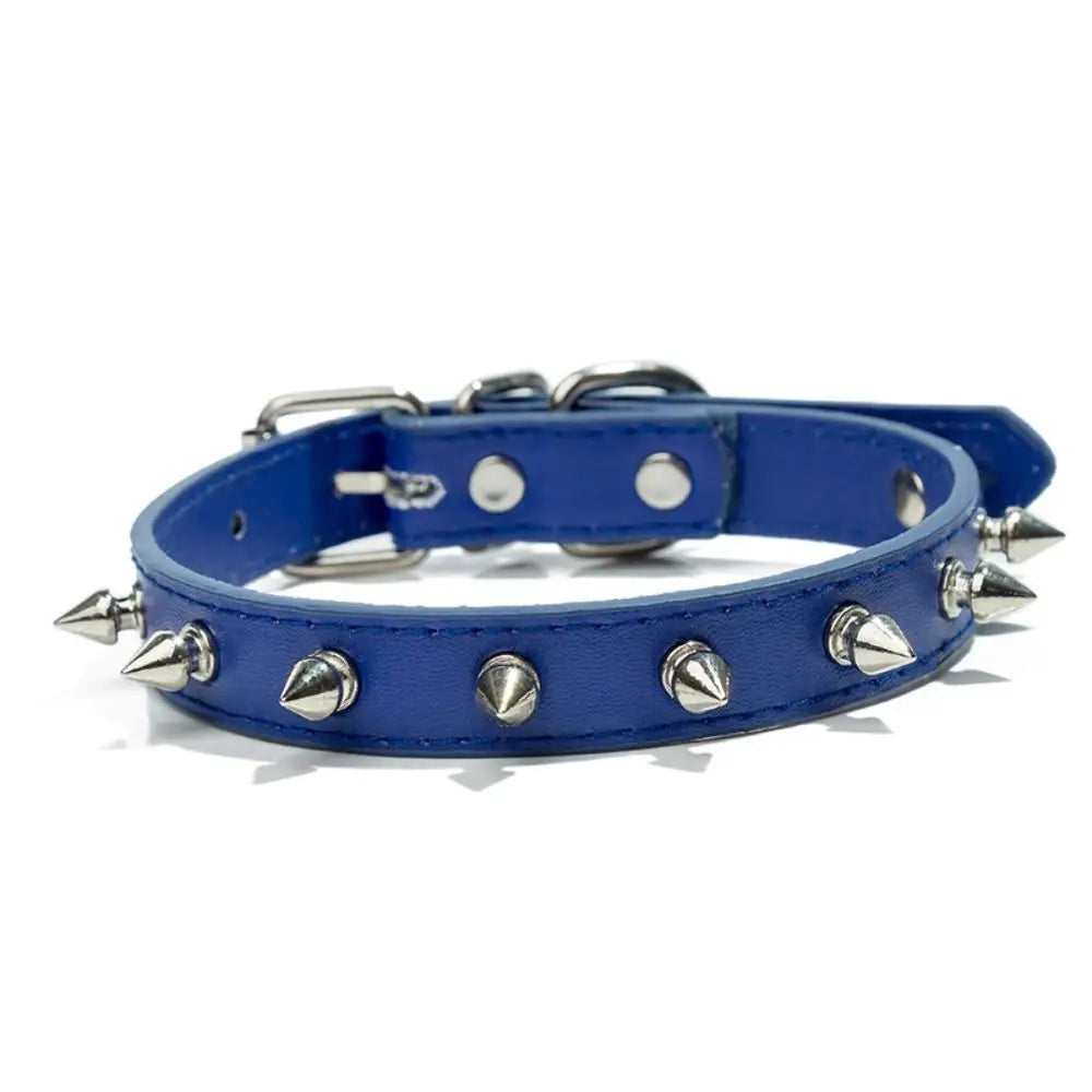 Pet Products Leather Cat Dog Collar Colorful Adjustable Pet Spiked Studded Collars Cool Exquisite Pet Neck Strap Photograph