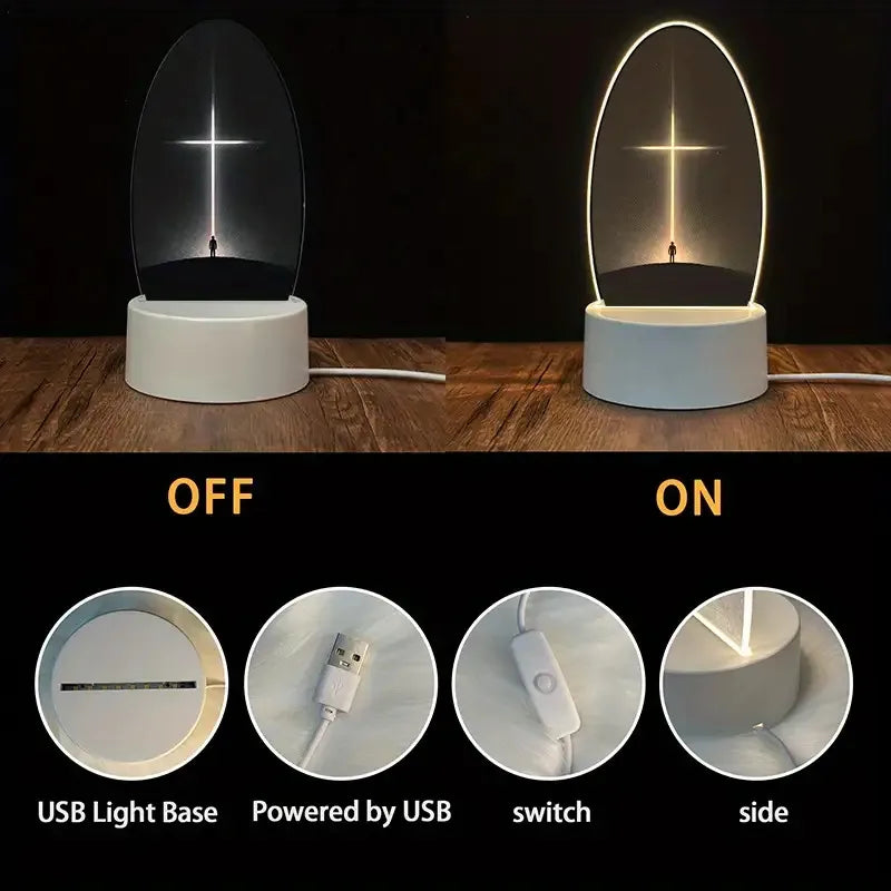 LED Acrylic Night Light with Radiant Cross Design for Bedside – Perfect Gift for Christian Households or Easter Celebrations