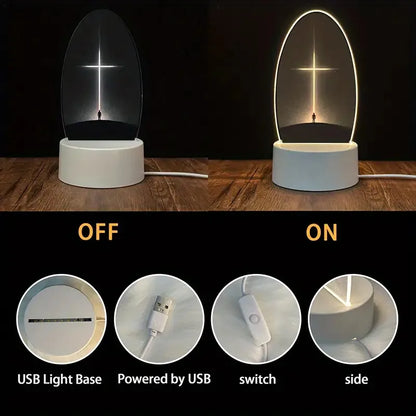 LED Acrylic Night Light with Radiant Cross Design for Bedside – Perfect Gift for Christian Households or Easter Celebrations