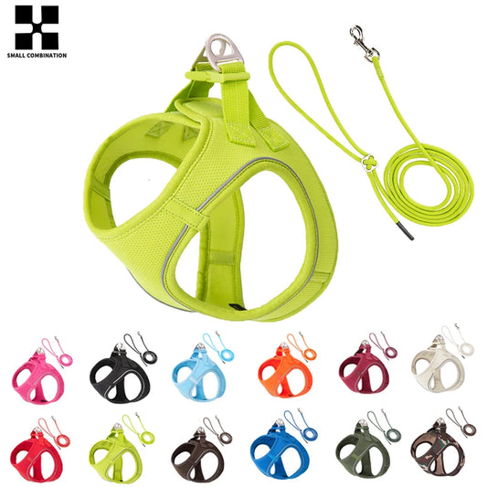 Juego de arnés y correa para perro pequeño o mediano, chaleco ajustable y reflectante para cachorros y gatos, ideal para paseos al aire libre, apto para Chihuahua y Dachshund