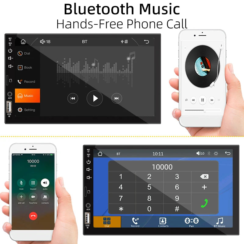 7“ Car Radio 1 Din Carplay Android Auto Multimedia Player HD Touch Screen FM AUX Input Bluetooth MirrorLink Universal Autoradio