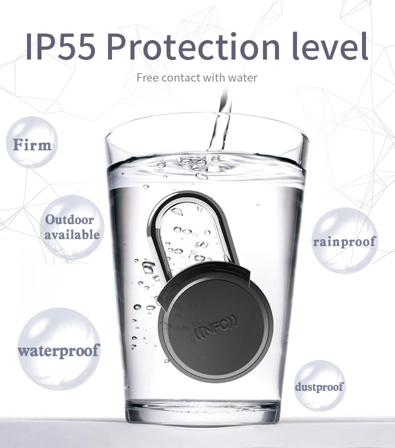 Smart Fingerprint Padlock 0.5s Unlock IP55 Waterproof Type-C Rechargeable for Luggage, Gym, Office, Zinc Alloy Anti-Theft Lock