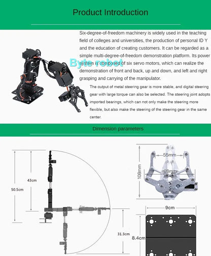 Kit de Brazo Robótico de 6 Grados de Libertad, Kit de Brazo Robótico Programable DIY para Arduino Raspberry Pi Robot para UNO/ESP32, Código Abierto y Tutorial