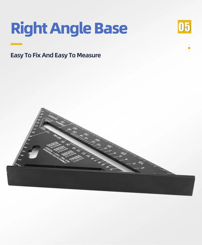 Triangle Ruler 7Inch Measurement Tool Aluminium Alloy Carpenter Set Square Angle Woodworking Tools Try Square Triangular Metric