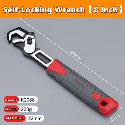 8/10inch Universal Multifunctional Self-Locking Wrench Fast Adjustable Wrench Car Repair Wrench Plumber Multi Hand Tool