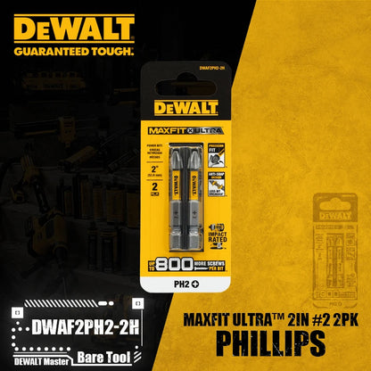 DEWALT DWAF2PH2-2H Punta PHILLIPS MAXFIT ULTRA 2IN # 2 2PK Accesorios para herramientas eléctricas