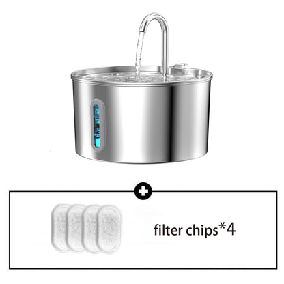 ZYFeeder 2.2L Automatic Stainless Steel Pet Water Fountain, Cat/Dog Drinking Bowl, Silent Water Dispenser with Window