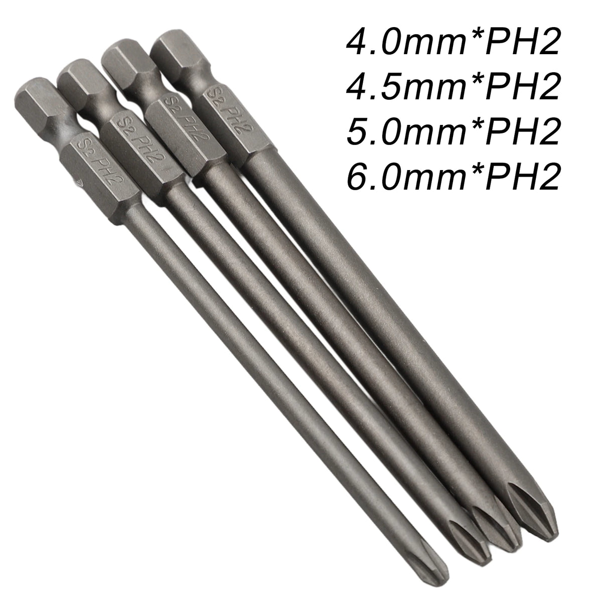 4Pc 1/4inch Hex Shank 100mm Long Screwdriver Bits Set For Torx / Hexagon / Cross / Slotted Hand Tool Alloy Steel