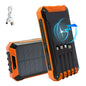20000mAh Portable Solar Power Bank with Dual LED Lights, 4 Built-in Cables, and Fast Charging for iPhone, Android Phones, and AirPods