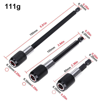 Varilla de Extensión Hexagonal de Liberación Rápida y Autobloqueo de 60-150 mm, Adaptador para Taladro Eléctrico y Destornillador, Accesorio para Herramientas Eléctricas