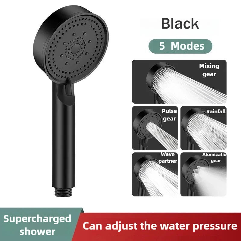 Cabezal de ducha de aumento de presión de 5 modos, boquilla de ducha de agua grande ajustable multifunción, accesorio de baño de masaje