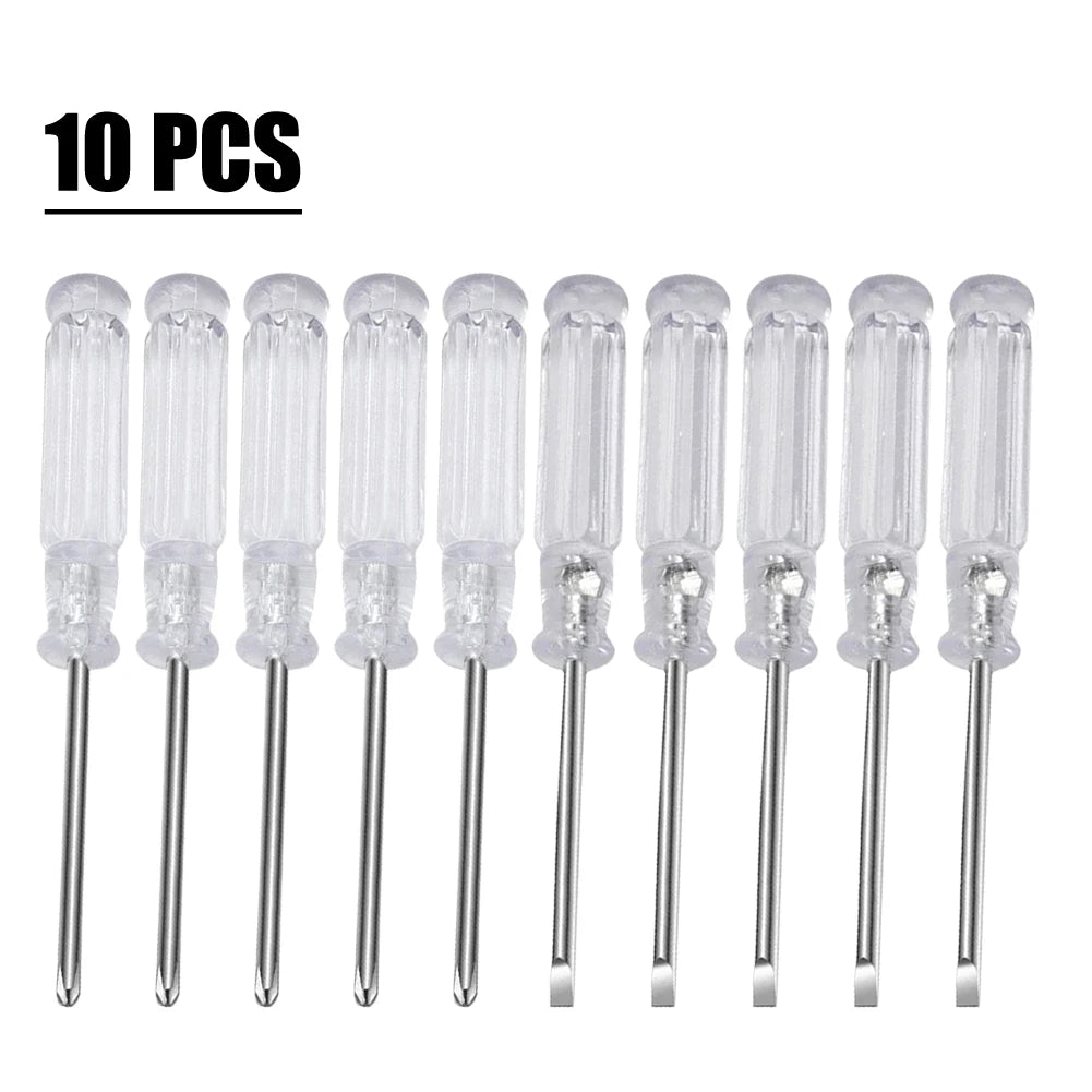 10pc 3.74in Small Screwdriver Set 3mm Tip Slotted and Phillips Screwdrivers Transparent Handle Precision Screwdriver Repair Tool