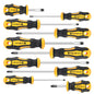 10-piece magnetic screwdriver set features Phillips and flathead tips with professional cushioned grip