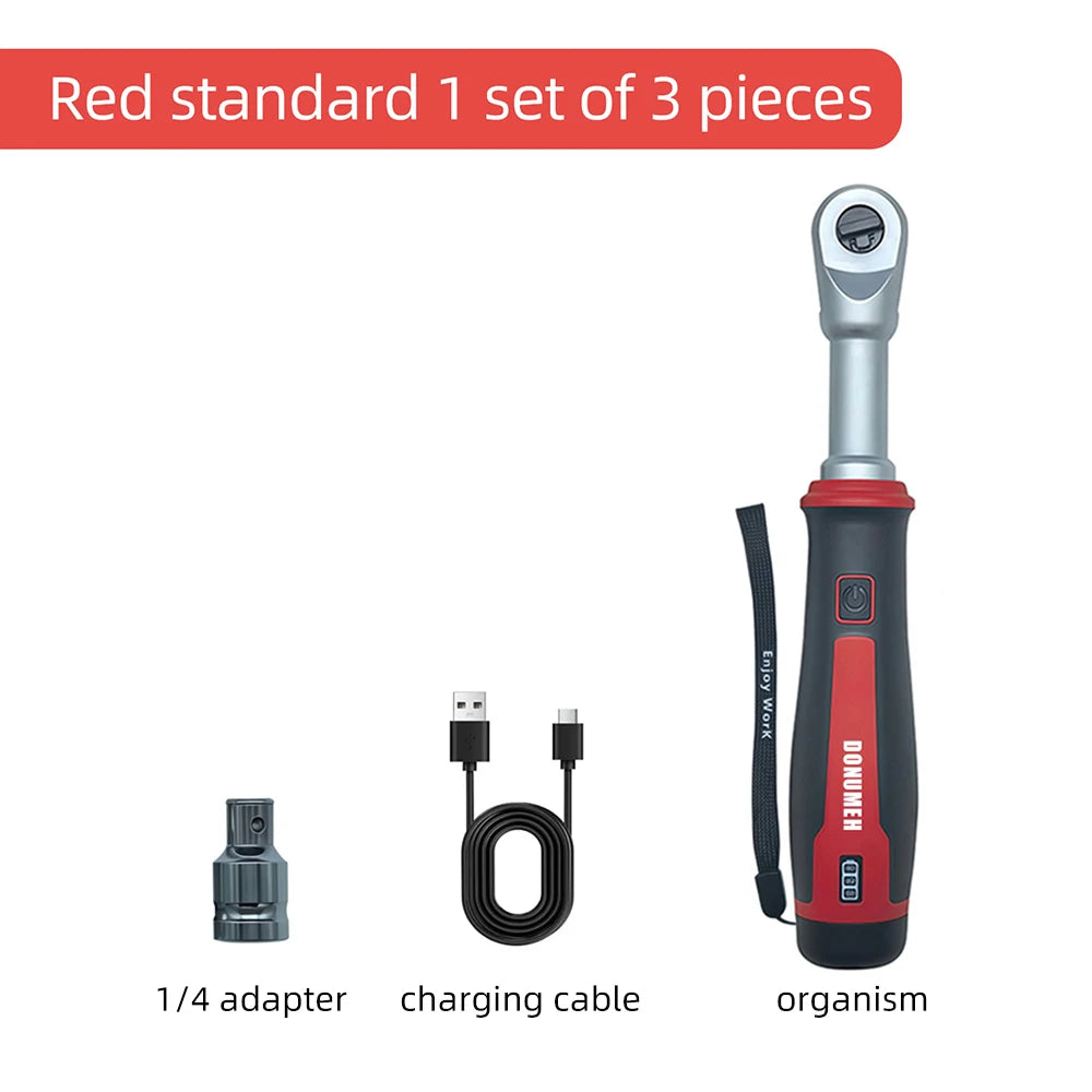 USB-C Rechargeable Electric Ratchet Wrench 3.6V 320 RPM 1/4' 3/8' Bidirectional with LED Battery Indicator for DIY Repair Auto