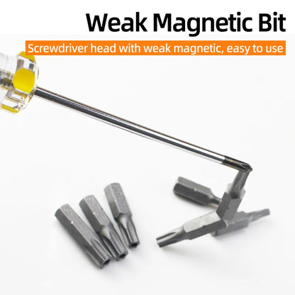 Torx Screwdriver Bit Set Tamper Proof Security Drill Bits 25mm Long Magnetic Flat Head 1/4” Hex Screw Driver Hand Tools T5-T40