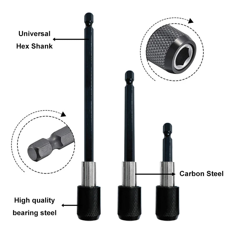 Varilla de Extensión Hexagonal de Liberación Rápida y Autobloqueo de 60-150 mm, Adaptador para Taladro Eléctrico y Destornillador, Accesorio para Herramientas Eléctricas