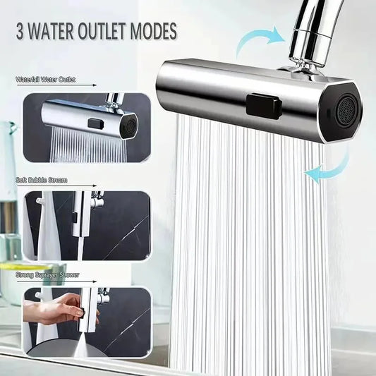 New 3-Mode Kitchen Faucet Universal Rotation Multifunction Swivel Spout Sprayer Waterfall Faucet Bathroom Accessories