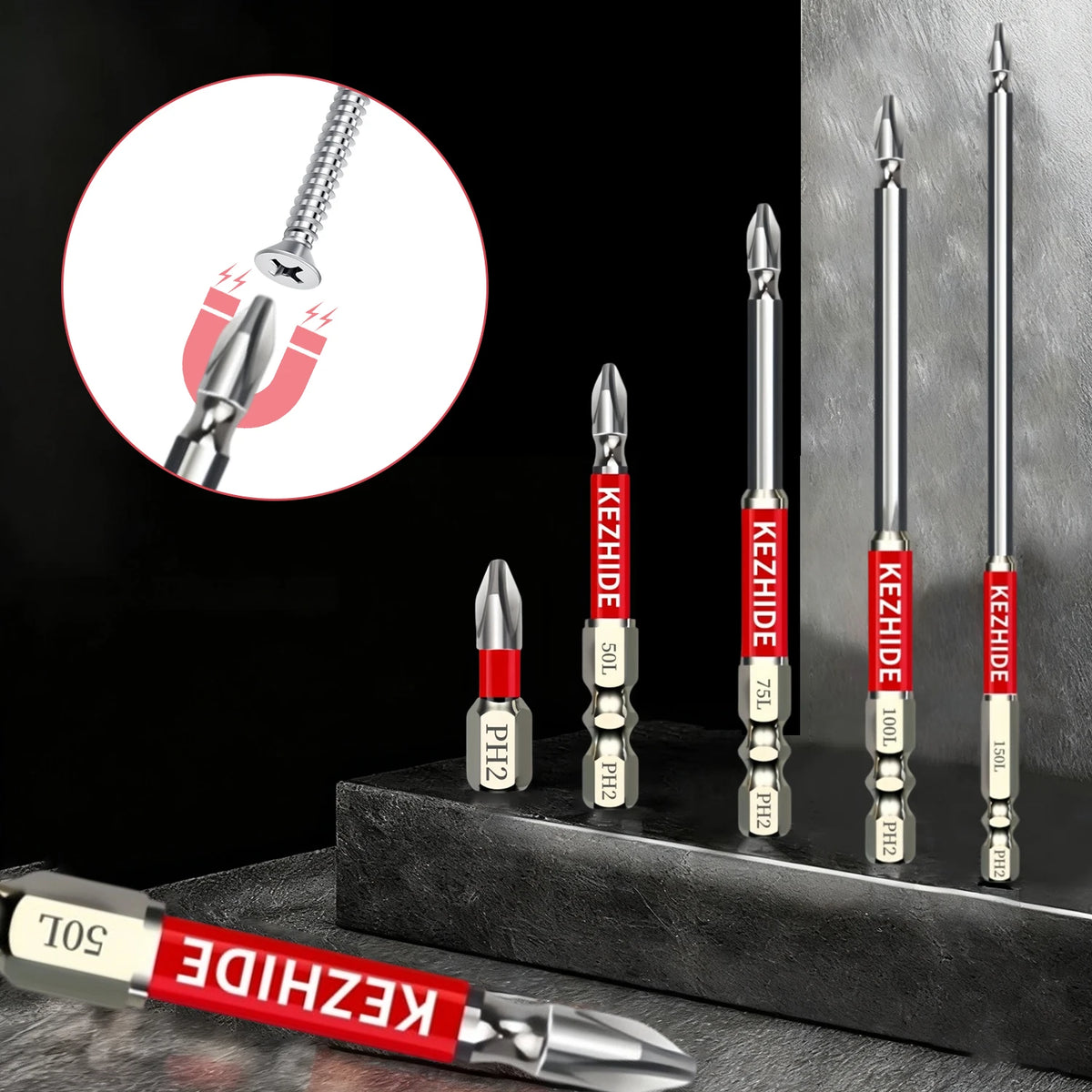 High Magnetic Screwdriver Drill Bit Set Universal Anti-Slip Teeth Phillips Magnetic Electric Screwdriver Set Lengths 25-150mm