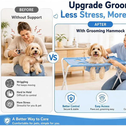 Adjustable Dog Grooming Hammock, Foldable Pet Bathing and Nail Clipping Helper, Breathable Mesh Support Harness for Pets
