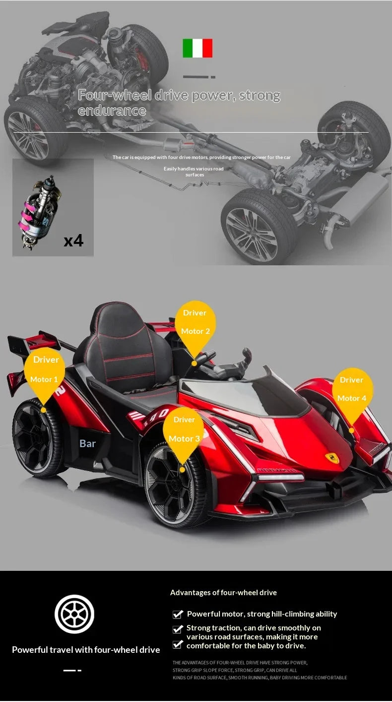 Juguete eléctrico recargable para niños de 1 a 5 años, coche de paseo con Control remoto de cuatro ruedas para niños y niñas