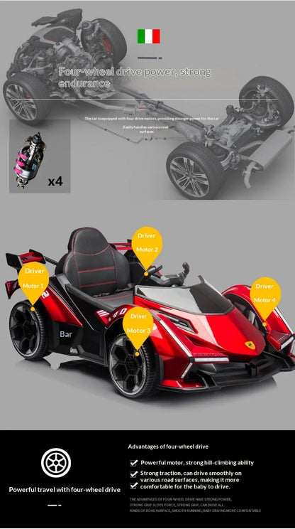 Juguete eléctrico recargable para niños de 1 a 5 años, coche de paseo con Control remoto de cuatro ruedas para niños y niñas