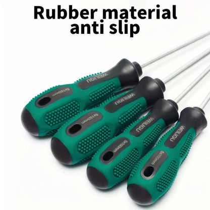 2Pcs Rubber Handle Screwdriver Set Extra Long Chrome Vanadium Steel Magnetic Flat Head and Cross Head Screwdriver Hand Tools