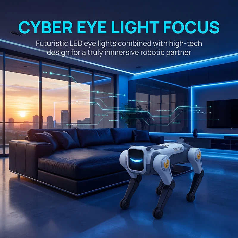 Perro Robot Mágico con IA, Control por Voz a través de Control Remoto de 2.4GHz, Programación Inteligente, Luces en los Ojos, para Niños y Entusiastas de la Tecnología