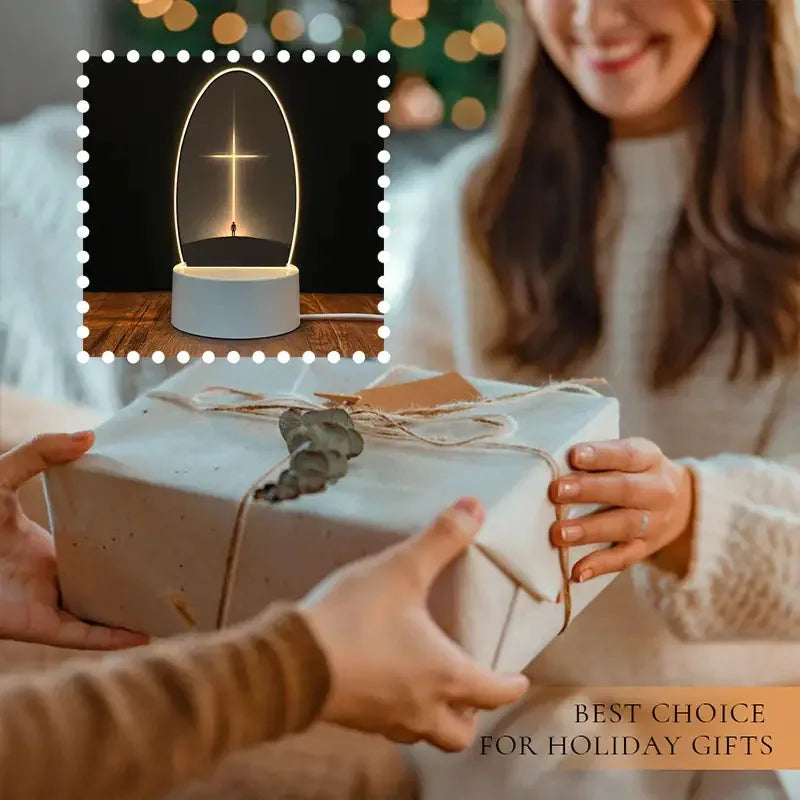 LED Acrylic Night Light with Radiant Cross Design for Bedside – Perfect Gift for Christian Households or Easter Celebrations