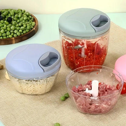Garlic Mincer Hand Cutter - Hand Pull String Food Processor Vegetable Chopper - for Onion, Ginger, Fruits, Nuts, Dishwasher Safe