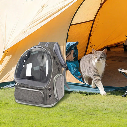 Mochila transparente de gran capacidad para mascotas - Diseño portátil de doble hombro, ideal para viajar y aventuras al aire libre con gatos y perros pequeños