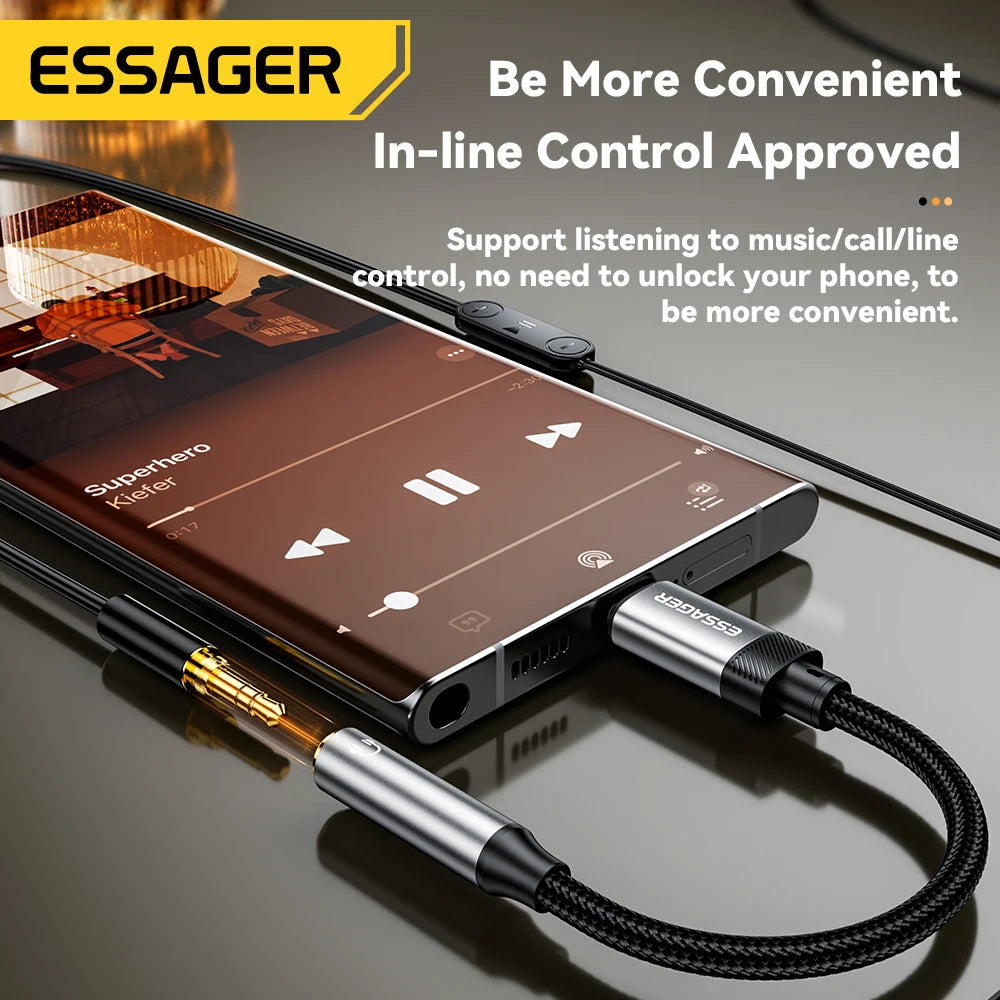 Essager Lighting to 3.5mm Jack Audio Adapter Headphone Aux Cable USB Type C to 3.5 Adapter OTG Type C For iPhone Xiaomi OnePlus