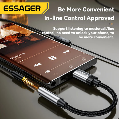 Essager Lighting to 3.5mm Jack Audio Adapter Headphone Aux Cable USB Type C to 3.5 Adapter OTG Type C For iPhone Xiaomi OnePlus