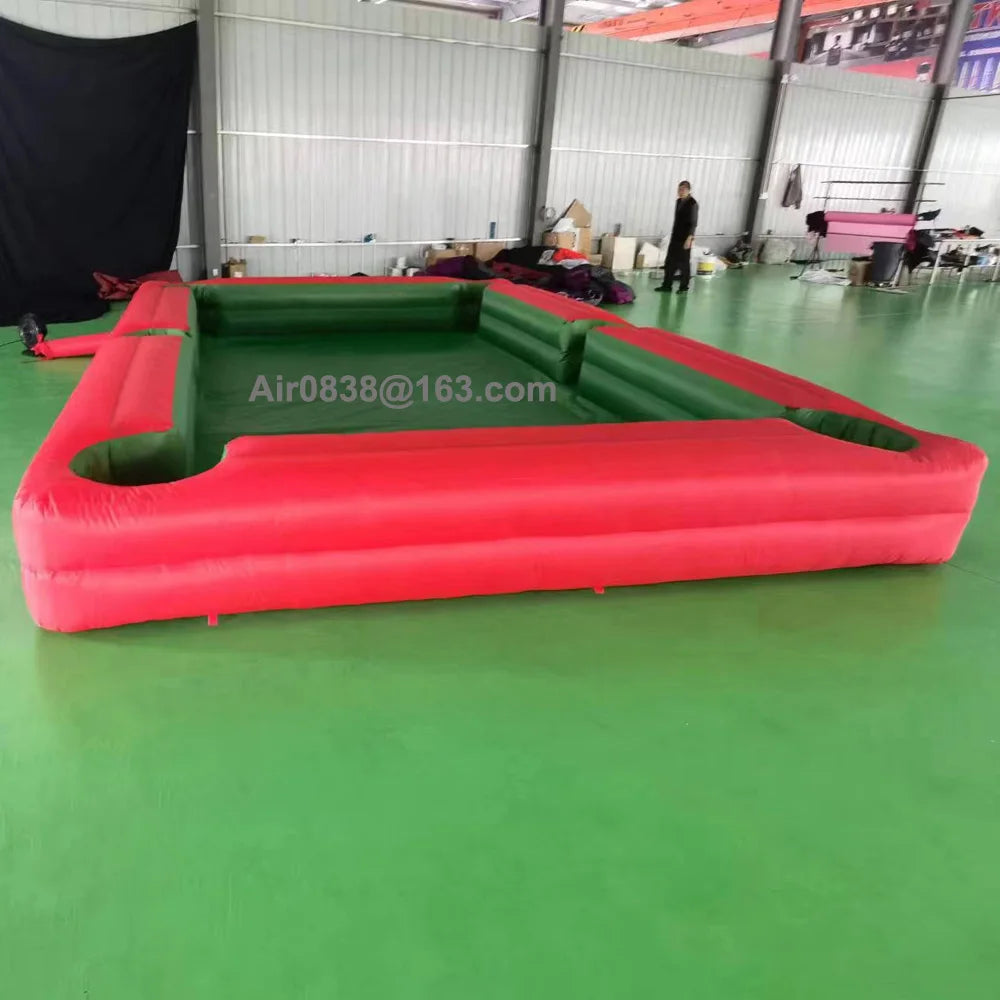 Mesa de billar de fútbol inflable roja de primera calidad, cancha de billar de fútbol portátil grande de tamaño humano con soplador para juego