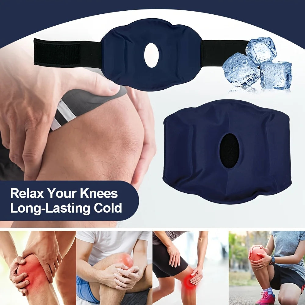 Reusable Knee Ice Pack Wrap, Adjustable Cold Compress for Knee, Cold Therapy Gel Pads for Pain Relief and Sports Injuries