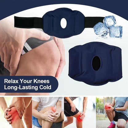 Reusable Knee Ice Pack Wrap, Adjustable Cold Compress for Knee, Cold Therapy Gel Pads for Pain Relief and Sports Injuries