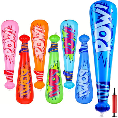 6/12 Uds. De murciélagos de béisbol inflables Pow, murciélagos de juguete inflables de 17 pulgadas para niños, decoración de fiesta de béisbol, recuerdo de juguetes de playa y piscina