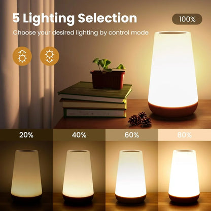 USB Rechargeable Dimmable Touch Lamp, Portable Table Bedside Night Light for Bedroom, 13 RGB Colors Night Lights for Baby and Kids