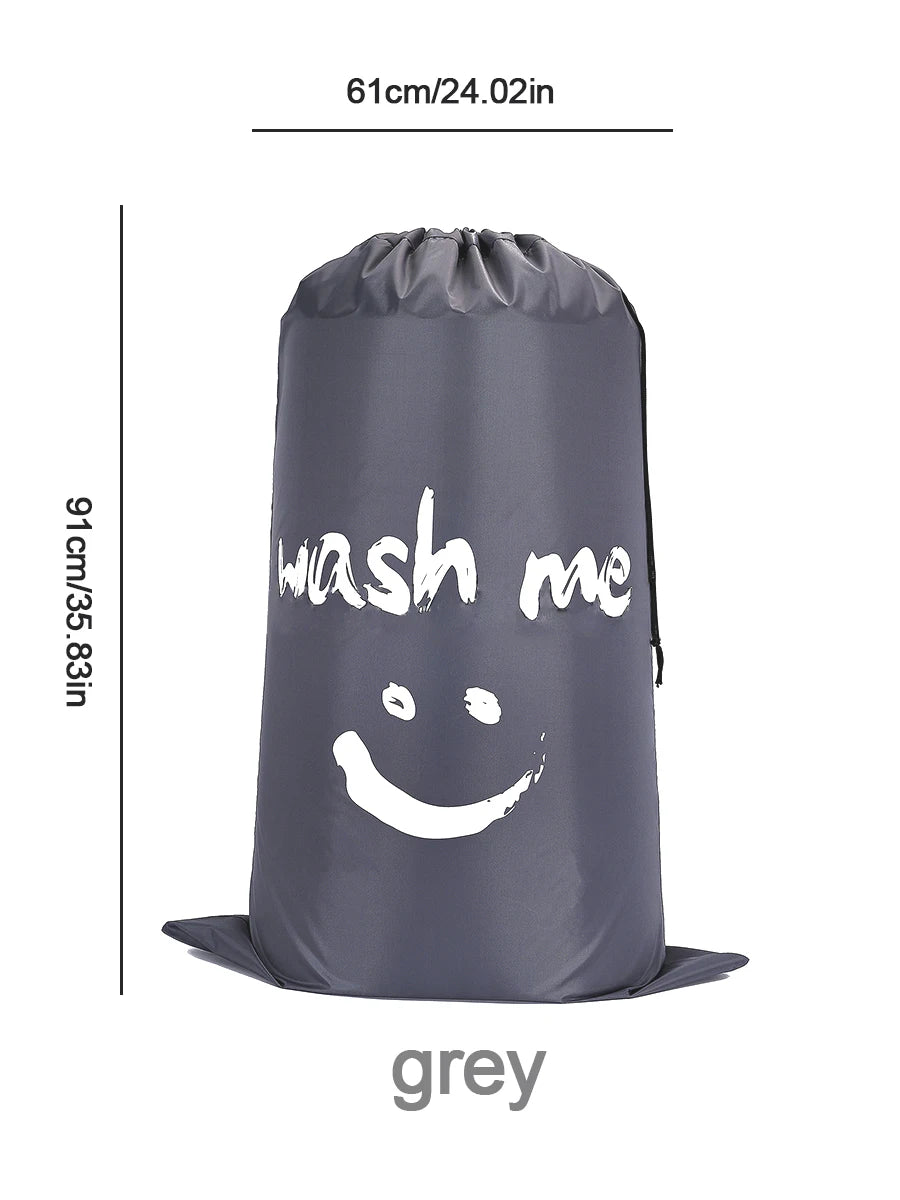 Smile Nylon Laundry Bag Travel Storage Pouch Machine Washable Dirty Clothes Storage Wash Drawstring Bag Large Capacity