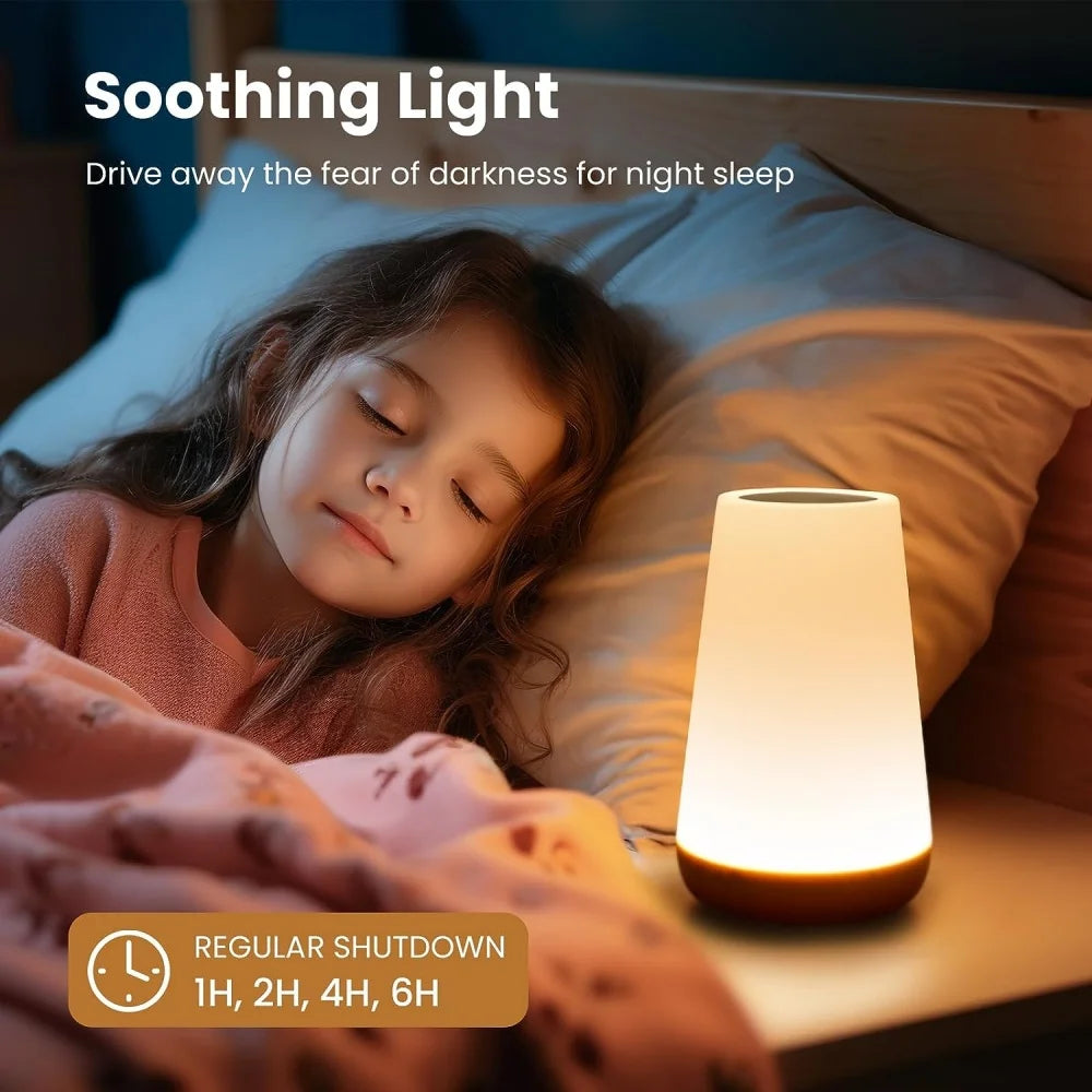 USB Rechargeable Dimmable Touch Lamp, Portable Table Bedside Night Light for Bedroom, 13 RGB Colors Night Lights for Baby and Kids