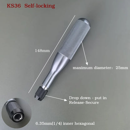 Quick Release 1/4 Inch Hex Shank Screwdriver Bit Holder Aluminum Alloy DIY Tool Manual Handle