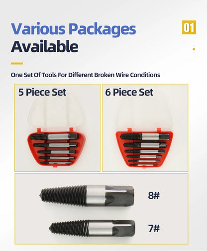 TOOLEYE 5/6Pcs Screw Extractor Drill Bit Set Damaged Screws Remover Extractor Woodworking Tools Broken Bolt Water Pipe Extractor