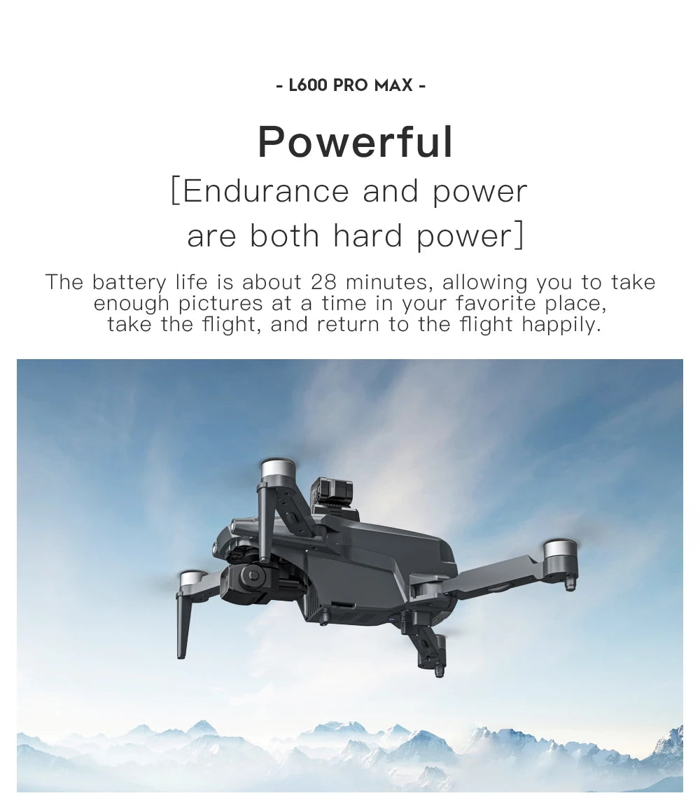 Dron GPS L600 PRO / PRO MAX Profesional 4K con Cámara Dual HD PTZ de 3 Ejes, Evitación de Obstáculos, Motor sin Escobillas, WIFI 5G, Dron de Seguridad