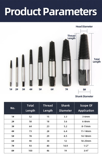 TOOLEYE 5/6Pcs Screw Extractor Drill Bit Set Damaged Screws Remover Extractor Woodworking Tools Broken Bolt Water Pipe Extractor