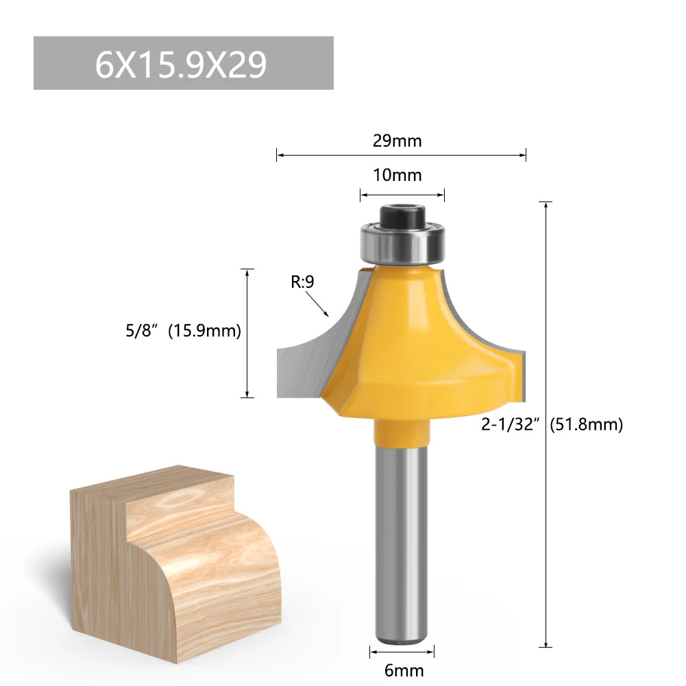 1pc 6mm Shank Router Bit Straight T Bit V Flush Trimming Cleaning Round Corner Cove Box Bits Milling Cutter For Wood MC06010