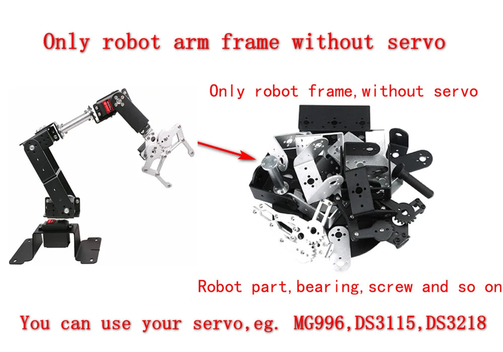 Kit de Brazo Robótico de 6 Grados de Libertad, Kit de Brazo Robótico Programable DIY para Arduino Raspberry Pi Robot para UNO/ESP32, Código Abierto y Tutorial
