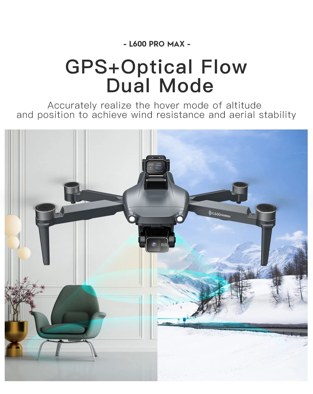 Dron GPS L600 PRO / PRO MAX Profesional 4K con Cámara Dual HD PTZ de 3 Ejes, Evitación de Obstáculos, Motor sin Escobillas, WIFI 5G, Dron de Seguridad