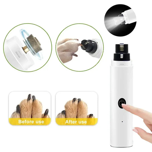 Electric Dog Nail Clippers, Rechargeable USB Pet Nail Grinder with LED Light, Quiet Cat Paw Grooming Tool