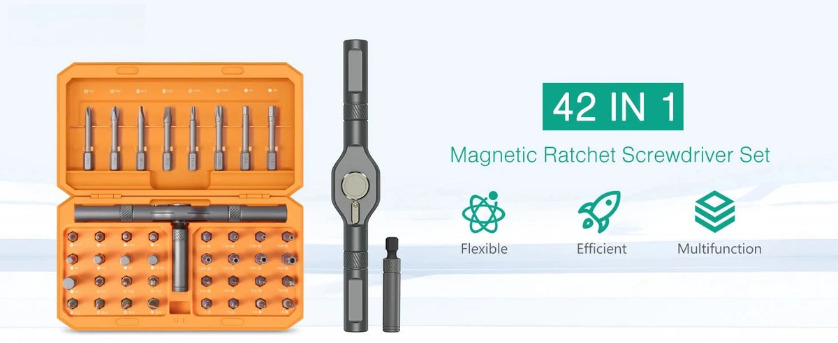 42 in 1 Magnetic Screwdriver Set DIY Ratchet Screwdriver Set Multi Bit Drive Set with Detachable Ratchet Handle for Compute