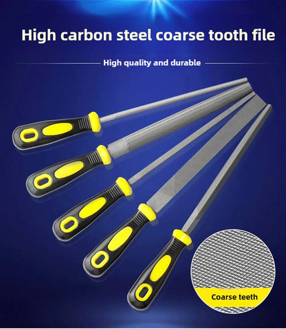 Juego de limas de ajuste de acero de alto carbono para trabajos pesados - Limas de dientes gruesos con mango ergonómico, herramientas para artesanía en metal y bricolaje pesado
