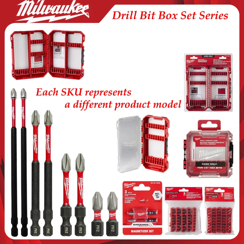 Milwaukee Heavy-Duty Impact Drill Bit Kit 1/4" Hex Magnetic Screwdriver Bits Organized in Portable Storage Case